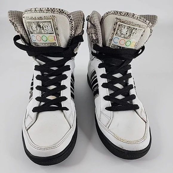 Coogi CW1247 High-Top Sneakers White Black Snakeskin Logo Crest Size 6 - Picture 2 of 10